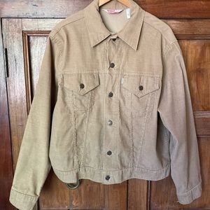 Vintage Type 3 1970s Levis Tan Beige Cord Trucker Jacket Size 44